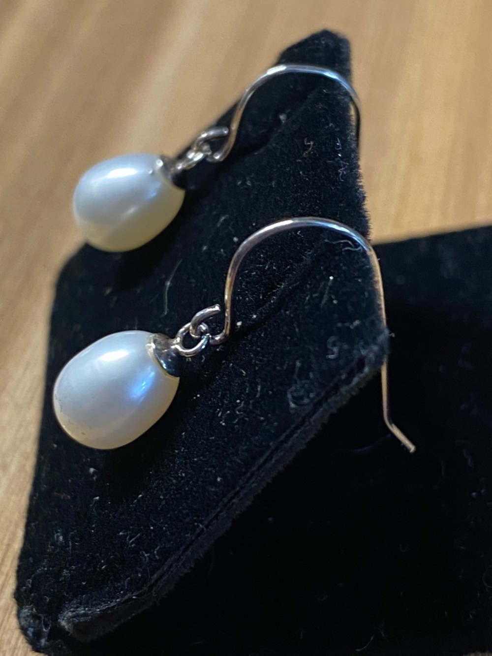 Freshwater Pearl Drop Earrings Sterling Silver 925 ivory colored - Picture 3 of 5